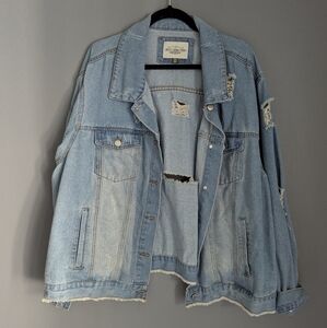 Ashley Vintage Charm Distressed Women's Jean Jacket Size 3X.